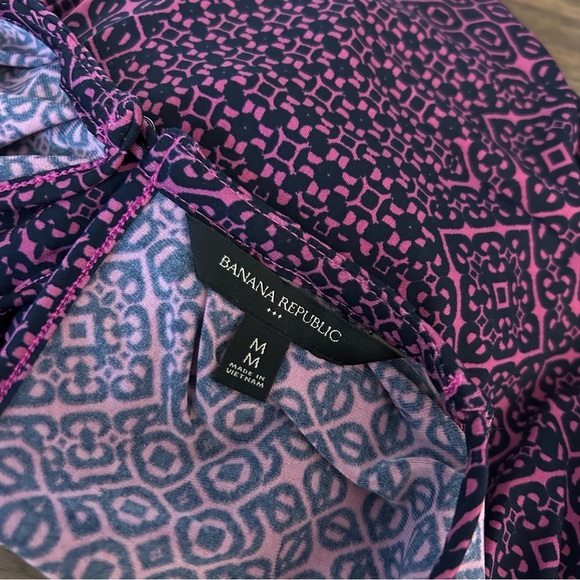 ❤️BANANA REPUBLIC Elegant Purple Patterned Women's Dress M - Picture 6 of 12